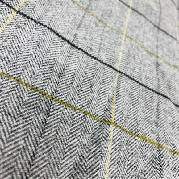 Plaid Mini Skirt Wool Blend Grey Pockets Large - Picture 3 of 5